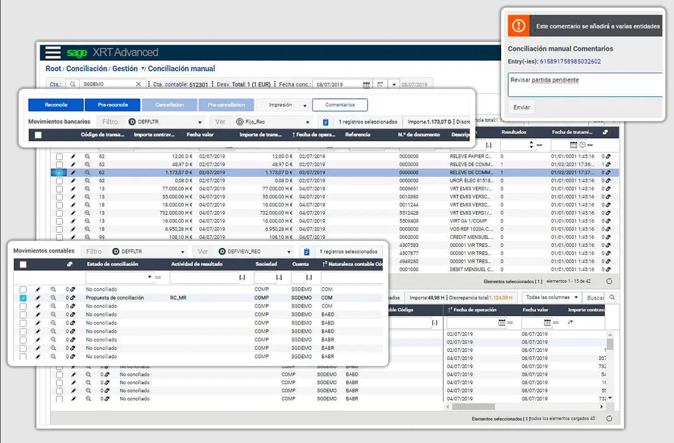 sage xrt advanced treasury Conciliación contable Tesoreria 4.0